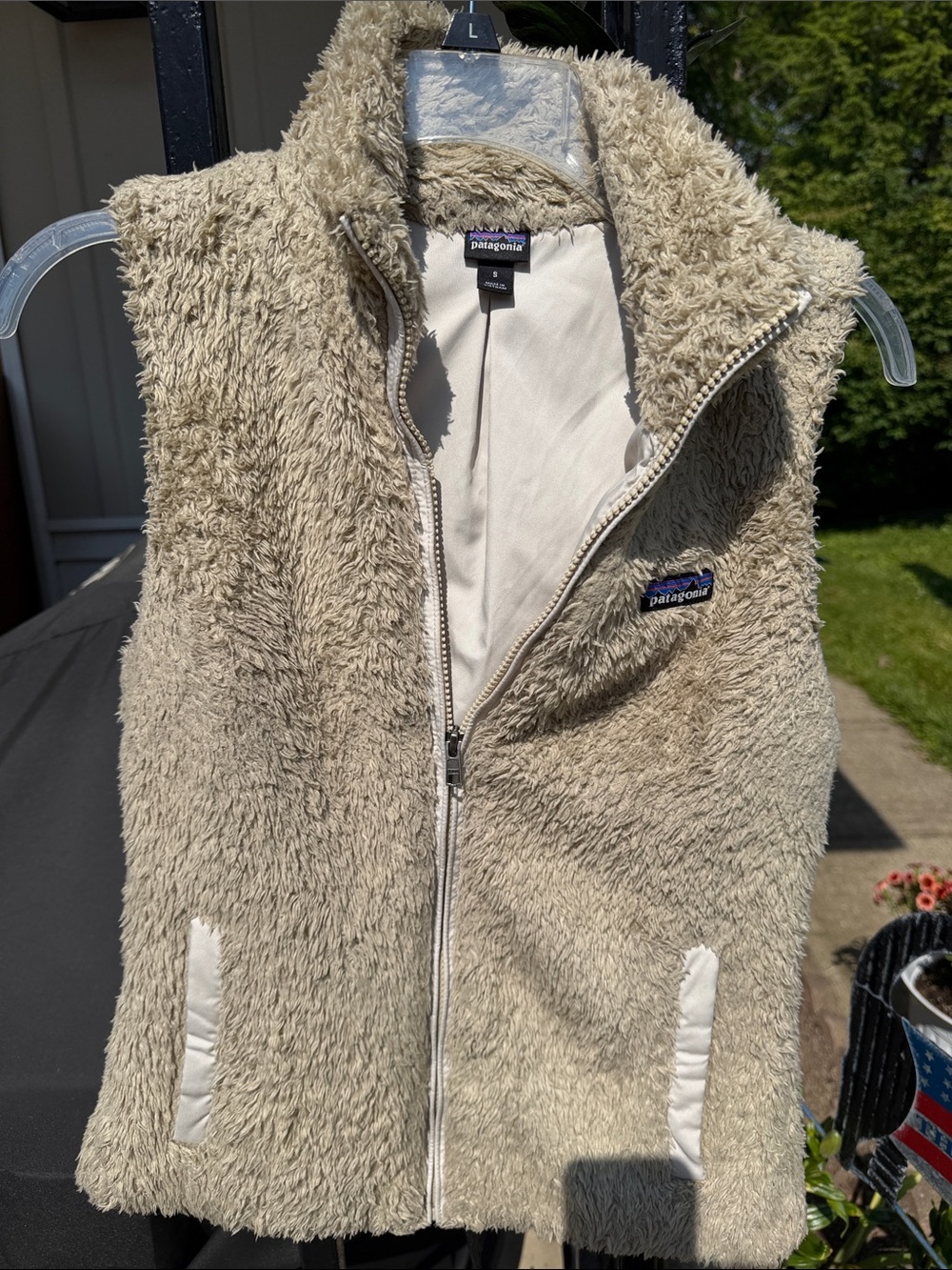 Patagonia Cream Shag Fleece Zip Vest